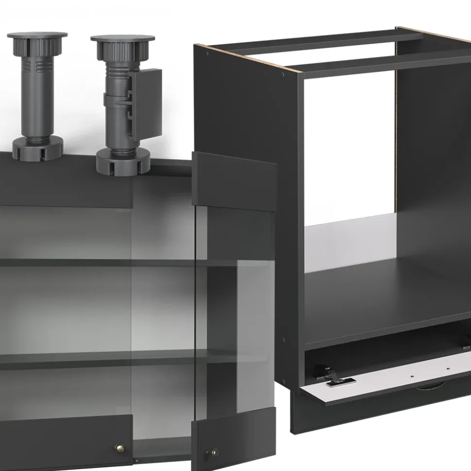 Eckküche Fame-Line Anthrazit-Gold Landhaus 190 x 60 cm , AP Anthrazit Vicco