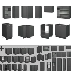 Eckküche Fame-Line Anthrazit-Gold Landhaus 190 x 60 cm , AP Anthrazit Vicco