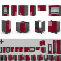 Eckküche Fame-Line Bordeaux Hochglanz/Anthrazit 190 x 60 cm , AP Marmor Vicco