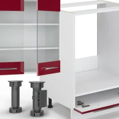 Eckküche Fame-Line Bordeaux Hochglanz/Weiß 347 x 60 cm , AP Anthrazit Vicco