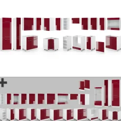 Eckküche Fame-Line Bordeaux Hochglanz/Weiß 347 x 60 cm , AP Anthrazit Vicco