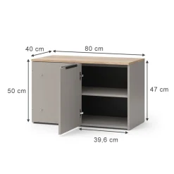 Eckkommode Wido Greige 80 x 50 cm mit Tür Vicco