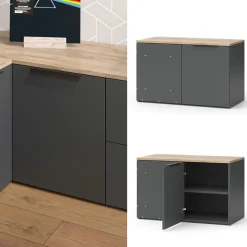 Eckkommode Wido Anthrazit 80 x 50 cm Eck Kommode mit Tür Vicco