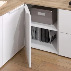 Eckkommode Wido Weiß/Sonoma 80 x 50 cm mit Tür Vicco