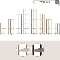 Eckregal Bivio Goldkraft Eiche/Anthrazit 30 x 163.5 cm 6 Ablageflächen Vicco