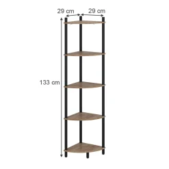 Eckregal Bivio Goldkraft Eiche/Anthrazit 29 x 133 cm mit 5 Ablagefächern Vicco