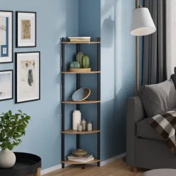 Eckregal Bivio Goldkraft Eiche/Anthrazit 29 x 133 cm mit 5 Ablagefächern Vicco