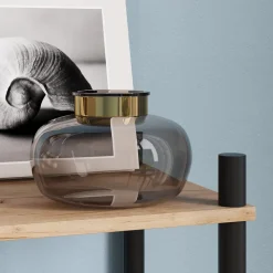 Eckregal Bivio Goldkraft Eiche/Anthrazit 30 x 72 cm 3 Ablageflächen Vicco