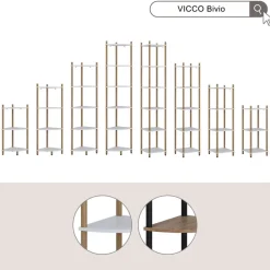 Eckregal Bivio Goldkraft Eiche/Anthrazit 30 x 72 cm 3 Ablageflächen Vicco