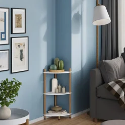 Eckregal Bivio Weiß/Kiefer 29 x 72 cm mit 3 Ablagefächern Vicco