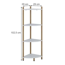 Eckregal Bivio Weiß/Kiefer 29 x 102.5 cm mit 4 Ablagefächern Vicco