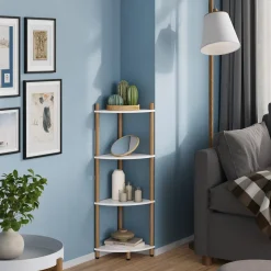 Eckregal Bivio Weiß/Kiefer 29 x 102.5 cm mit 4 Ablagefächern Vicco