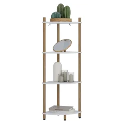 Eckregal Bivio Weiß/Kiefer 29 x 102.5 cm mit 4 Ablagefächern Vicco