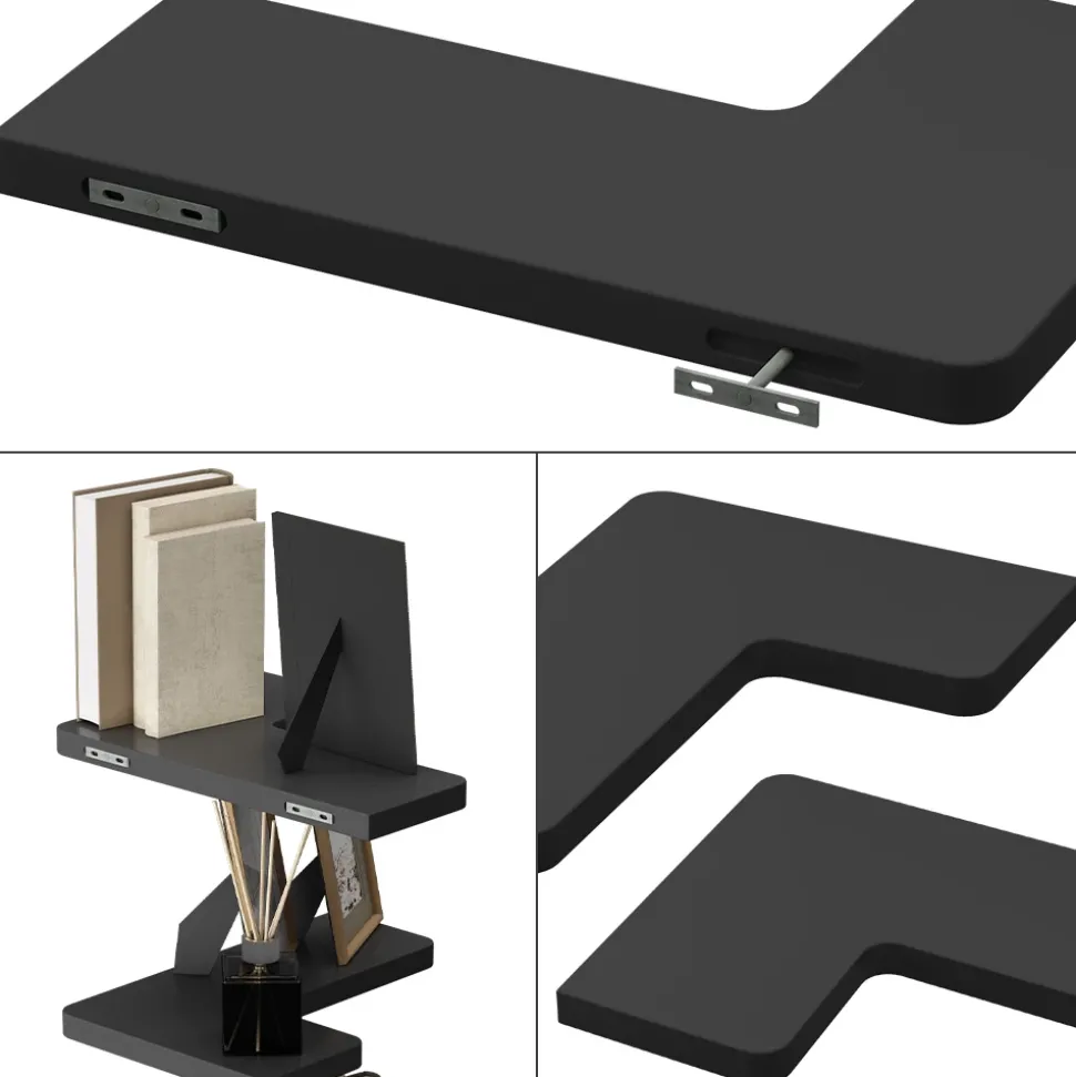 Eckregal Curva Schwarz 40.5 x 2.5 cm 3er Set Vicco