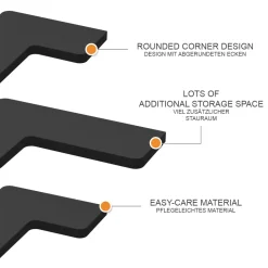 Eckregal Curva Schwarz 40.5 x 2.5 cm 3er Set Vicco