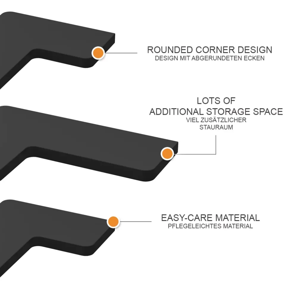 Eckregal Curva Schwarz 40.5 x 2.5 cm 3er Set Vicco
