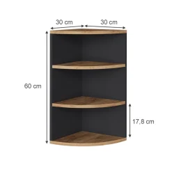 Eckregal Ecki Anthrazit/Goldkraft Eiche 30 x 60 cm Vicco