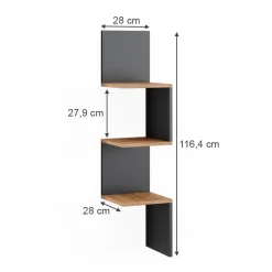 Eckregal Paolo Anthrazit 28 x 116.4 cm 2er Set Vicco