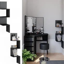 Eckregal Paolo Schwarz 28 x 116.4 cm Vicco