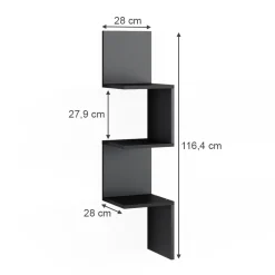 Eckregal Paolo Schwarz 28 x 116.4 cm Vicco