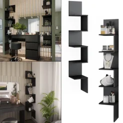 Eckregal Paolo Schwarz 28 x 175.4 cm 2er Set Vicco