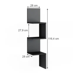 Eckregal Paolo Schwarz 28 x 116.4 cm 2er Set Vicco
