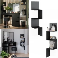 Eckregal Paolo Schwarz 28 x 116.4 cm 2er Set Vicco