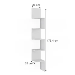 Eckregal Paolo Weiß 28 x 175.4 cm 2er Set Vicco