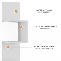 Eckregal Paolo Weiß 28 x 175.4 cm mit 5 Fächern Vicco