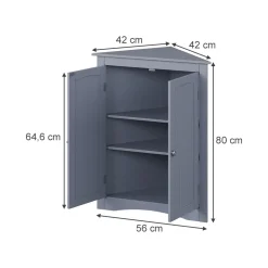 Eckschrank Bianco Grau 56 x 80 cm mit 2 Türen Vicco