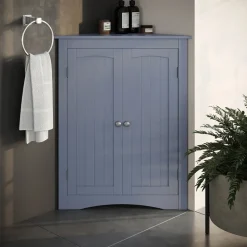 Eckschrank Bianco Grau 56 x 80 cm mit 2 Türen Vicco