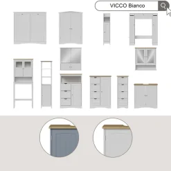Eckschrank Bianco Grau 56 x 80 cm mit 2 Türen Vicco