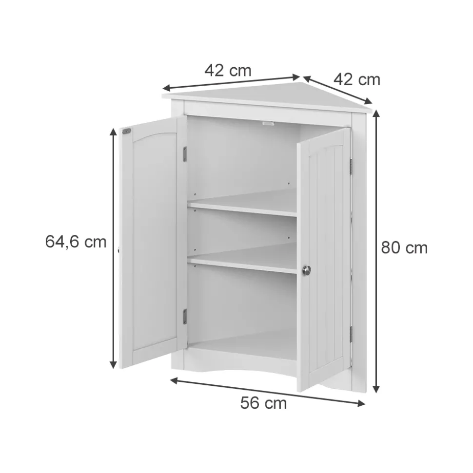 Eckschrank Bianco Weiß 56 x 80 cm mit 2 Türen Vicco