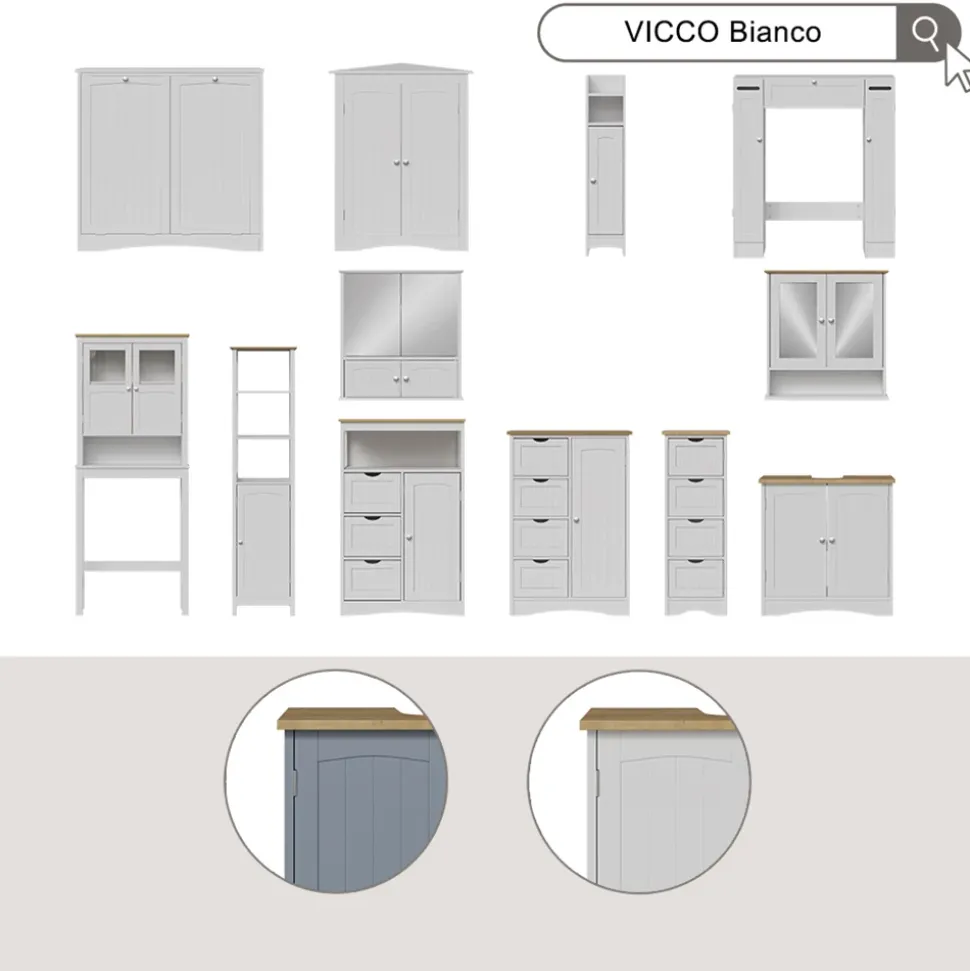 Eckschrank Bianco Weiß 56 x 80 cm mit 2 Türen Vicco