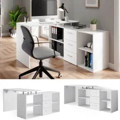 Eckschreibtisch Dante Weiß 215 x 60 cm Vicco