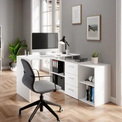 Eckschreibtisch Dante Weiß 215 x 60 cm Vicco