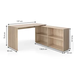 Eckschreibtisch FlexPlus Sonoma 137 x 60 cm Vicco