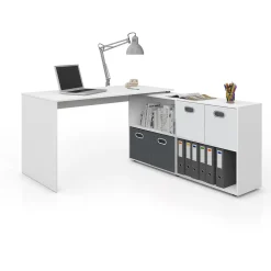 Eckschreibtisch FlexPlus Weiß 137 x 60 cm Vicco