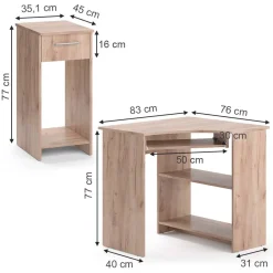Eckschreibtisch Odin Sonoma 83 x 76 cm Set mit PC-Schrank Vicco