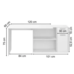 Eckschreibtisch Robin Weiß 120 x 60 cm Vicco