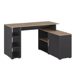 Eckschreibtisch Rudy Anthrazit/Artisan 135 x 110 cm mit Regalen Vicco