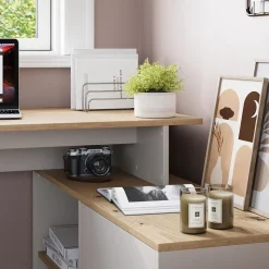 Eckschreibtisch Rudy Cashmere 135 x 110 cm mit Regalen Vicco
