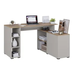 Eckschreibtisch Rudy Cashmere 135 x 110 cm mit Regalen Vicco