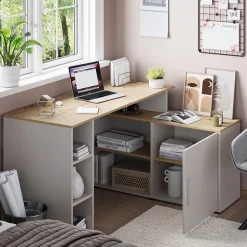 Eckschreibtisch Rudy Cashmere 135 x 110 cm mit Regalen Vicco