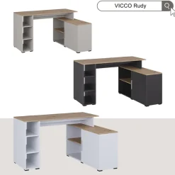 Eckschreibtisch Rudy Cashmere 135 x 110 cm mit Regalen Vicco