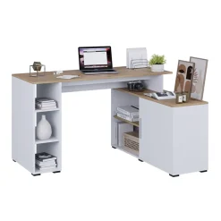 Eckschreibtisch Rudy Weiß/Artisan 135 x 110 cm mit Regalen Vicco