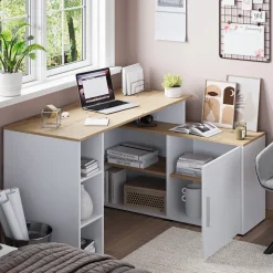 Eckschreibtisch Rudy Weiß/Artisan 135 x 110 cm mit Regalen Vicco