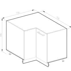 Eckunterschrank R-Line Sonoma 75.6 cm ohne Arbeitsplatte Vicco