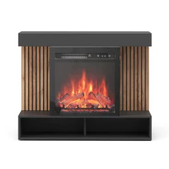 Elektrokamin Lynea Schwarz 100 cm mit realistischem Flammeneffekt und Heizung 1800W Vicco