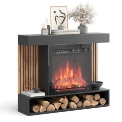 Elektrokamin Lynea Schwarz 100 cm mit realistischem Flammeneffekt und Heizung 1800W Vicco